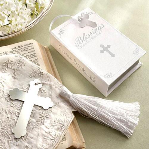 Wedding Favors Blessings Silver Cross Bookmark with Tassel For Baby Shower Baptism Party Gifts LX7915
