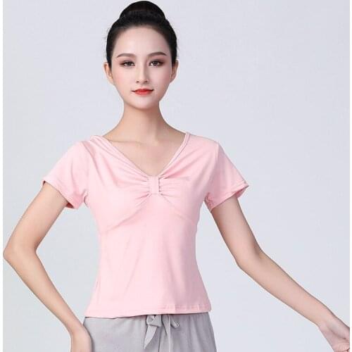 Latin Dance Woman Fashion V-neck Tops Exercise Clothes Ballroom Dancewear Waltz Modern Dancing Adult Performance Practice Shirt