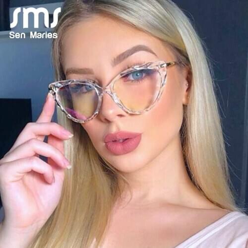 TR90 Retro Crystal Cutting Glasses Frames Men Women Optical Fashion Computer Glasses Female Anti-blue Light Black Red Glasses