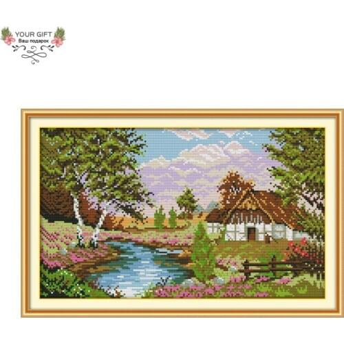 Your Gift F338(1) 14CT 11CT Counted and Stamped Home Decoration The Scenery Of The Countryside Embroidery DIY Cross Stitch kits