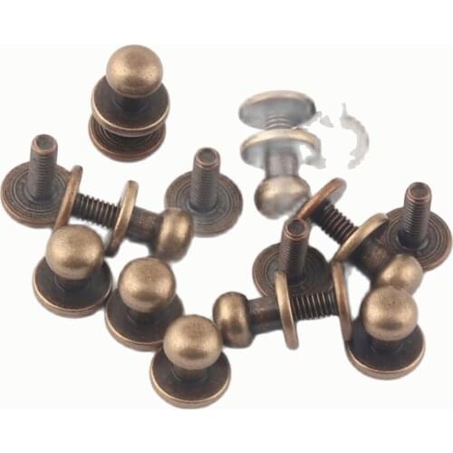 7*7mm Red Copper Screw Rivets Metal Button Screw back Studs Screw Studs for handbag Belt Leather Craft screw studs rivet Stud