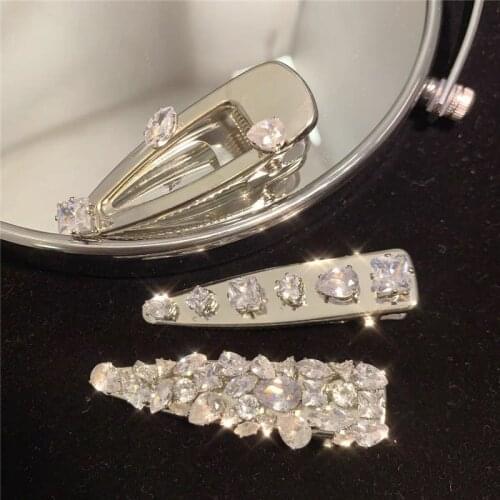 Vintage Punk Crystal Metal Hair Clip for Women Girls Headdress Accessories Hairpin New Silver Color Temperament Hair Pins Gifts