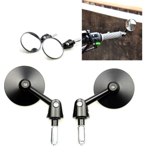 ZS MOTOS Universal 2pcs/Pair Motorcycle Rear View Mirrors Round 7/8" Handle Bar End Foldable Motorbike Side Mirror For Suzuki