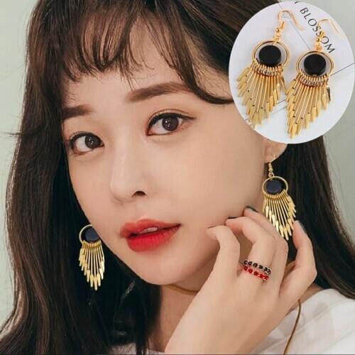 Womens earrings korean style net Red Fashion Earrings Tassel Earrings Zinc alloy Bling Stone Stud Earrings Statement Earrings