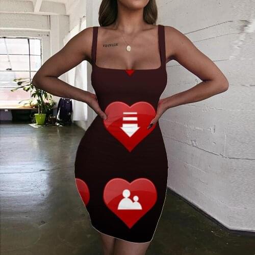 KYKU Love Dress Women Couples Vestido Sexy Party Bodycon Dress Romantic 3d Print Womens Clothing Mini Evening Short Beach