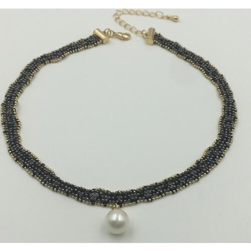 Sinya Natural Round pearls Lace chokers necklace for women lady girls Mum high luster choker fashion design 33cm+5cm