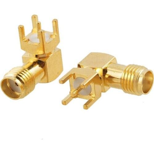 10pcs Gold SMA female right angle solder PCB mount RF connector Adapter