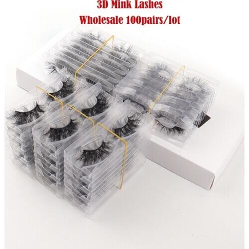 100Pairs/Lot Mink Eyelashes Bulk Wholesale Fluffy Volume Soft Wispy 3D Mink Lash Eyelash Full False Eyelashes