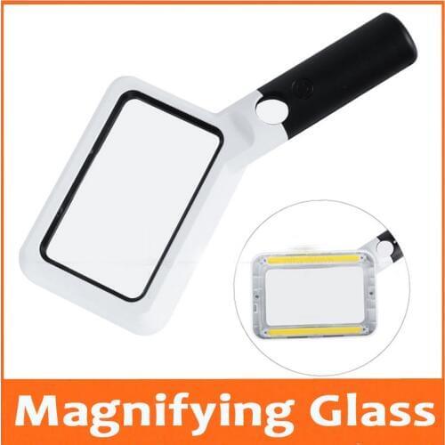 2X 20X Square Lens COB integrated LED light source rectangular Readign Glass hand-held magnifier with LED lamps