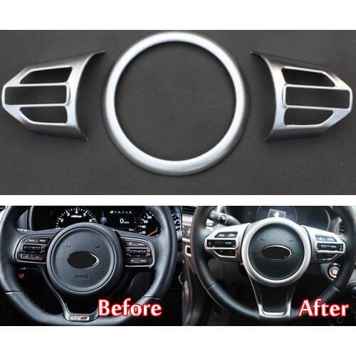 BBQ@FUKA 3pcs ABS Chrome Steering Wheel Badge Insert Panel Cover Trim For Kia Sorento 2016 Decorative Car-styling Accessories