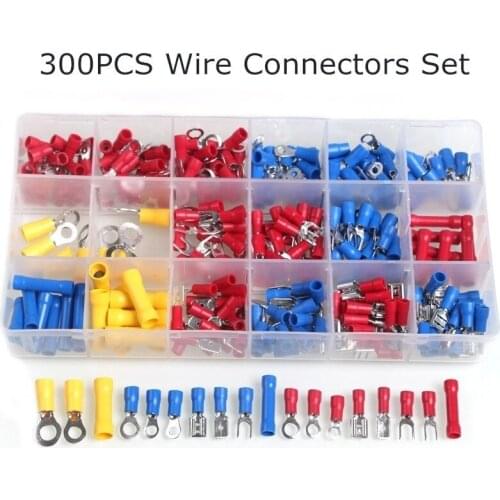 300/236PCS Insulated Spade Crimp Wire Cable Connectors Assorted Kit Ring Fork Insulated Electrical Cable Wire Connector Set