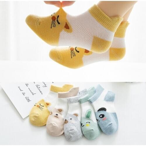 5Pairs/lot Baby Socks Summer Cotton Animal Cartoon Kids Socks Girls Mesh Cute Newborn Boys Toddler Socks Baby