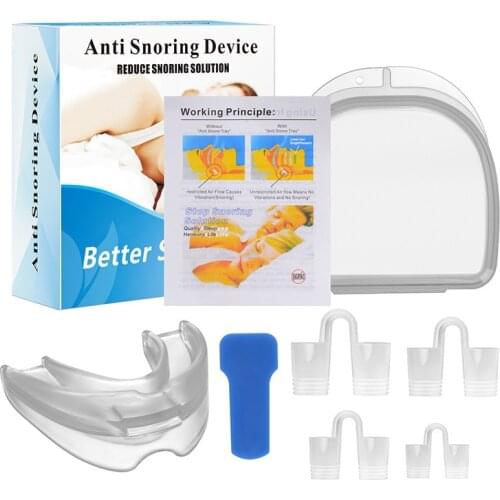 5PCS Anti Snoring Nasal Dilators Mouth Guard Mouthpiece Anti-Snore Solutions Set Sleep Care Tools for Men Women Better Sleep