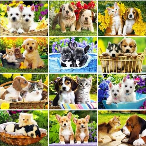 5D Diamond Painting Dog Diamond Embroidery Full Square Round Cat Mosaic Animals Crafts Cross Stitch Kits Home Decoration