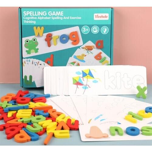 Abc Puzzle Baby Toys English Alphabet A-Z Spelling Game 26 Letters Wooden Card Board Learning Early Education Toy Kids Gifts