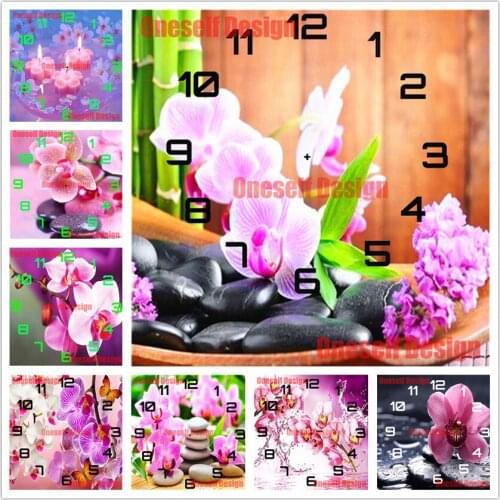 Diamond embroidery full square clock flower 5d diamond painting clock flower rhinestone pictures decoration home diamond art kit