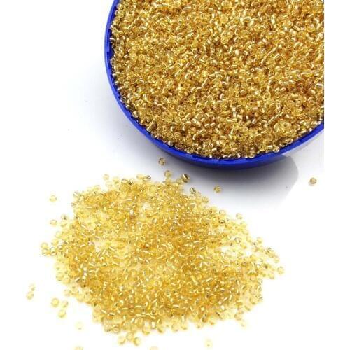 16g 1000pcs 2mm 12/0 Gold Color Silver Lined Round Loose Spacer Beads Cezch Glass Seed Bead Handmade Jewelry DIY Garment Bead