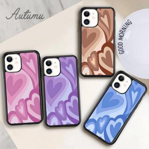 Swirl Hearts Phone Case for iPhone 11 12 Pro Max mini X XR XS SE 2020 5 6S 7 8 Plus Samsung Galaxy S8 S9 S10 Cover shell