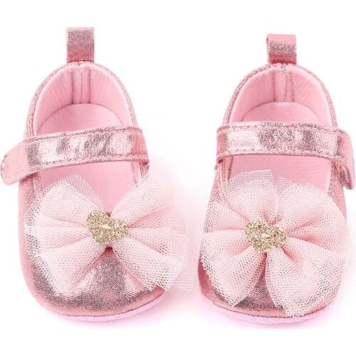 Infant Newborn Baby Girls Spring Summer Autumn Flats Glitter Bowknot Princess Dress Shoes No-Slip First Walkers