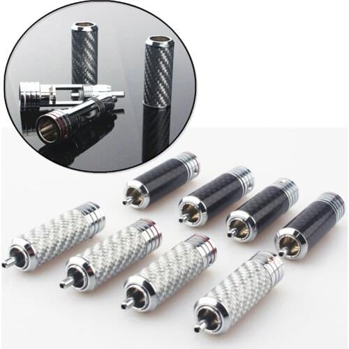 HIFI OEM RCA Plug Brass Copper Rhodium Plated audio adapter Carbon Fiber RCA connector