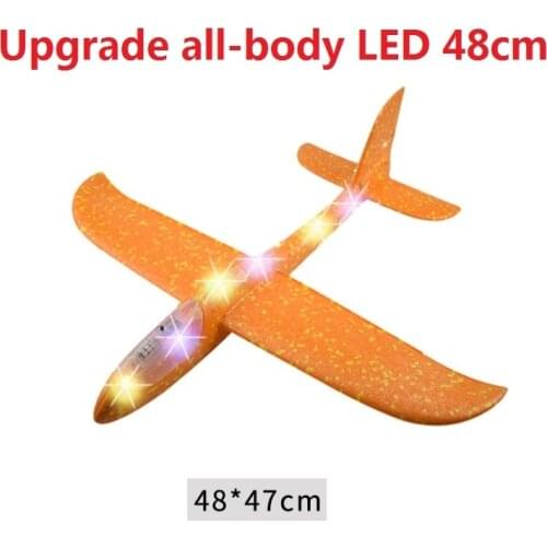 2018 New Mini Night Aircraft Toy 48cm EPP Foam LED Foam Hand Throwing Airplane Toys Glider Inertia LED Model Light plane toys