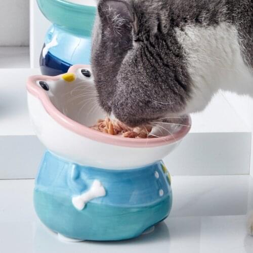 Pet ceramic bowl cat bowl high foot cat bowl cat rice bowl cat water bowl cat Bowl Ceramic pet bowl frog