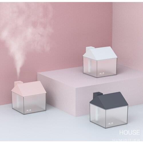 Creative Small House Humidifier 250ml Humidifying Fan Night Light Three-in-One USB Sprayer Home Desk Office Bedroom Gift