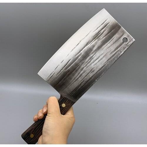 Hand Forged Hammered Black Blade Kitchen Knife Traditional Ancient Forging Kitchen Knife Easy To Sharpen Wenge Wood Handle