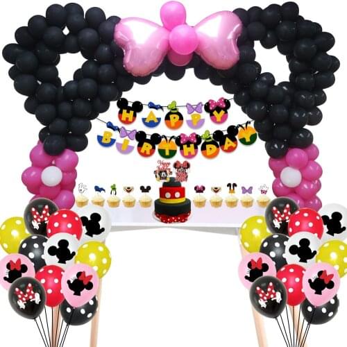 Minnie Mickey Mouse Theme Party Arch Balloon Chain DIY Dessert Table Decoration Mickey Minnie Birthday Balloon Baby Shower Decor