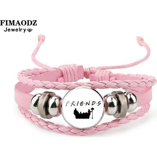 FIMAODZ Fashion Friends TV Show Bracelet for Good Friend Ship Charm Adjustable Leather Bracelets Bangles Party Christmas Gifts