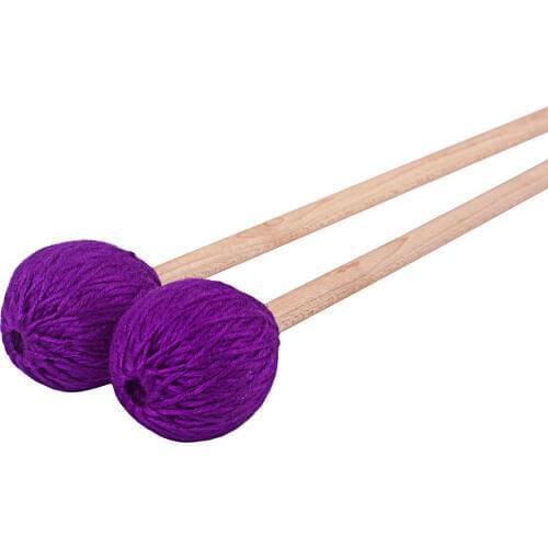 Pack of 2 Soft Purple Wool Head Marimba Timpani Mallet Rods Maple Handle, 43cm