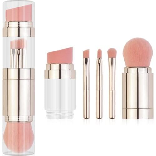 5 in 1 Makeup Brush Set Professional Convenience Travel Size Cosmetic Brushes Kit For Women Girl Makeup Tools