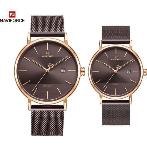 NAVIFORCE Mens Watch Blue Dial Stainless Steel Water Resistant Man Watches Luxury Business Analog Quartz Mens Watches Fashion