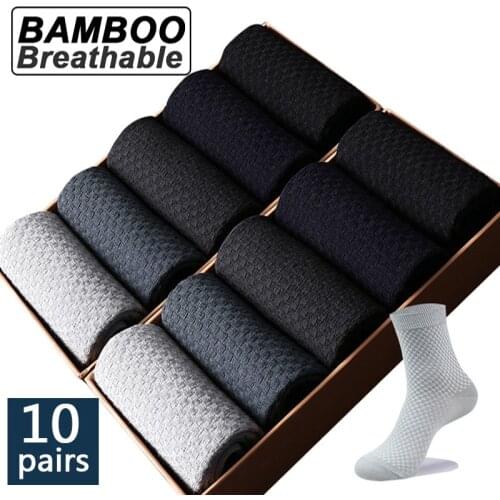 Socks Men High Quality 10 Pairs/lot Men Bamboo Fiber Breathable Compression Long Socks Business Casual Male Large size 38-45