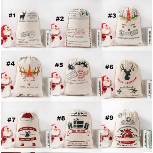 New Year Gift Santa Sacks Personalized Large Santa Claus Bag Custom Christmas Canvas Gift Bags Drawstring Cotton Sant