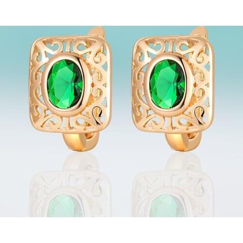 New Small Classic Hollow Square Colorful Cubic Zirconial Gold Stud Earrings for Women Jewelry Fashion Party Accessories Gifts