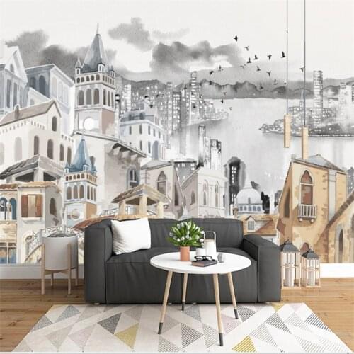 Wellyu Custom wallpaper 3d modern hand-painted abstract architecture sofa TV background living room bedroom background wallpaper