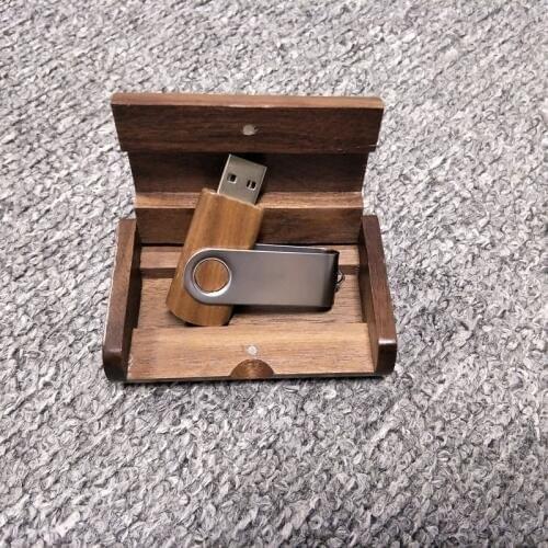 ODM OEM Custom Wedding Photography Laser LOGO Walnut Wooden Clip + Box USB 2.0 Version Memory Flash Stick Pen Drive