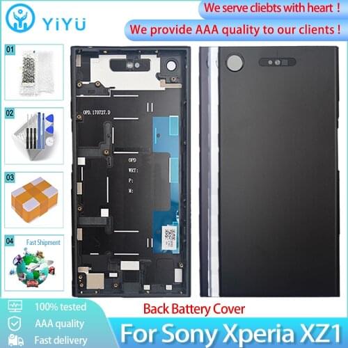 Original Metal Housing For Sony Xperia XZ1 Back Battery Cover Rear Door case With Camera Lens+Middle frame Repair parts