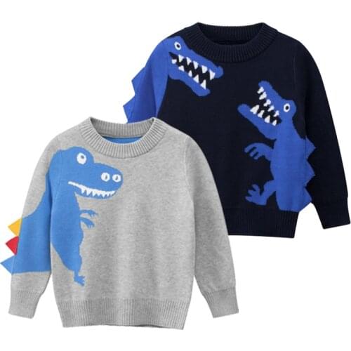 Autumn Winter Knitted Sweaters Kids Cartoon Animals Cute O Neck Warm Pullover Tops Long Sleeve Baby Boys Girls Clothes 2021 New