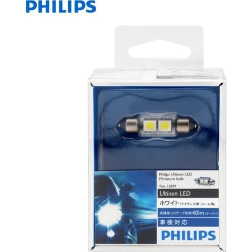 Philips Ultinon LED Fest 36mm 37mm 38mm C5W Festoon 12859 6000K Cool White 2x LED Chips Car Turn Signal Interior Light (Single)