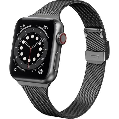 Milanese Stainless Steel Slim Strap For Apple Watch Band 44mm 40mm Bracelet For iWatch Series 6 5 4 3 2 SE Watchband