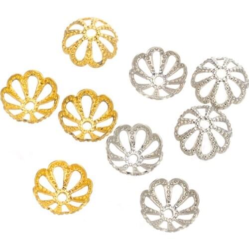 50 pcs 8mm copper Flower bead cap bracelet Spacer Bead DIY for Jewelry Making Bracelet Findings Necklace Accessories