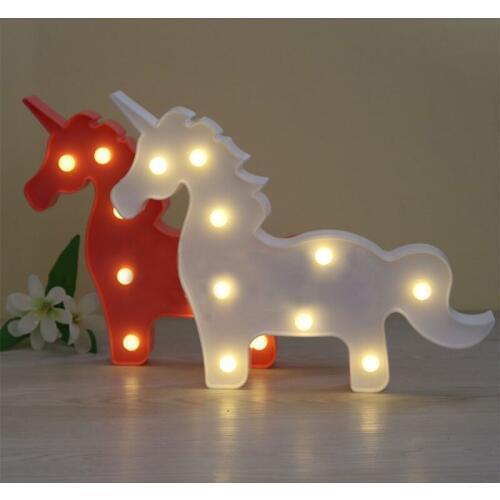 Marquee Sign Unicorn LED Letter Table Lamp Night Light Romantic Dim Mood Children Day Gifts Room Decoration AA Battery Operated