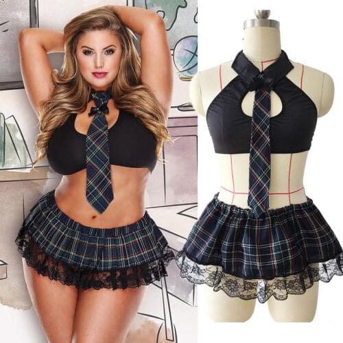 5XL Plus Size Porno Sexy Scotland Student Uniform Women Lingerie School Girls Cosplay Costume Hot Erotic Schoolgirl Dresses