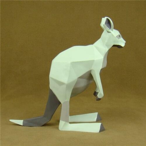 Modern Abstract Kangaroo Sculpture Geometric Resin Roo Statue Marsupial Animal Novelty Artwork Decor Gift and Craft Ornament