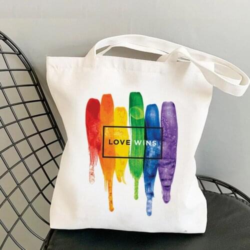 Lgbt shopping bag tote bolso cotton recycle bag bolsas de tela bolsa bag cloth bolsas ecologicas ecobag foldable sac tissu