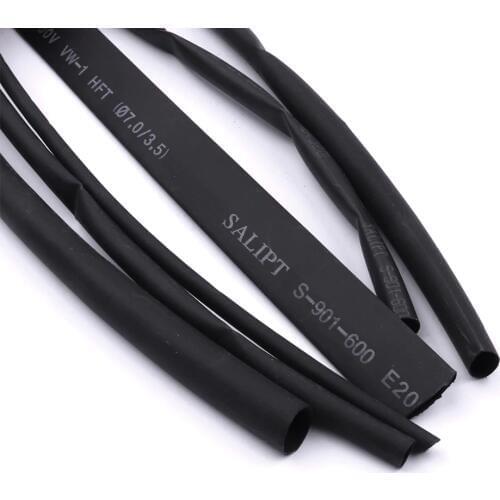 High Quality 6Pcs/Lot 2:1 Black 100cm Heat Shrink Tubing Tube 2mm 3mm 4mm 5mm 6mm 7mm Car Electrical Insulation Cable Kit