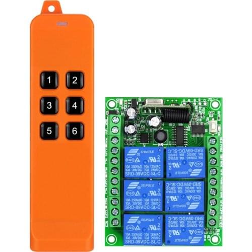 Universal 433mhz DC12V 24V 6 channel RF Wireless Remote Control switch system Receiver Transmitter lighting power 433mhz