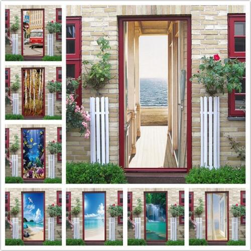 Open Door To See Ocean Door Sticker Vinyl Waterproof Refurbish Home Decor Poster Multiple Size Available Wallpaper On The Door